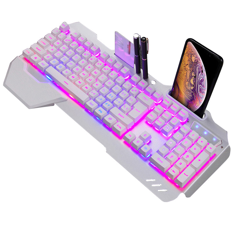 Gaming Keyboard with RGB Backlight and Phone Holder