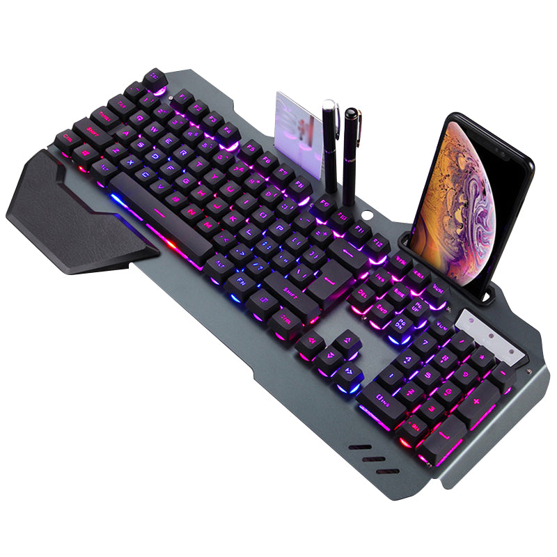 Gaming Keyboard with RGB Backlight and Phone Holder