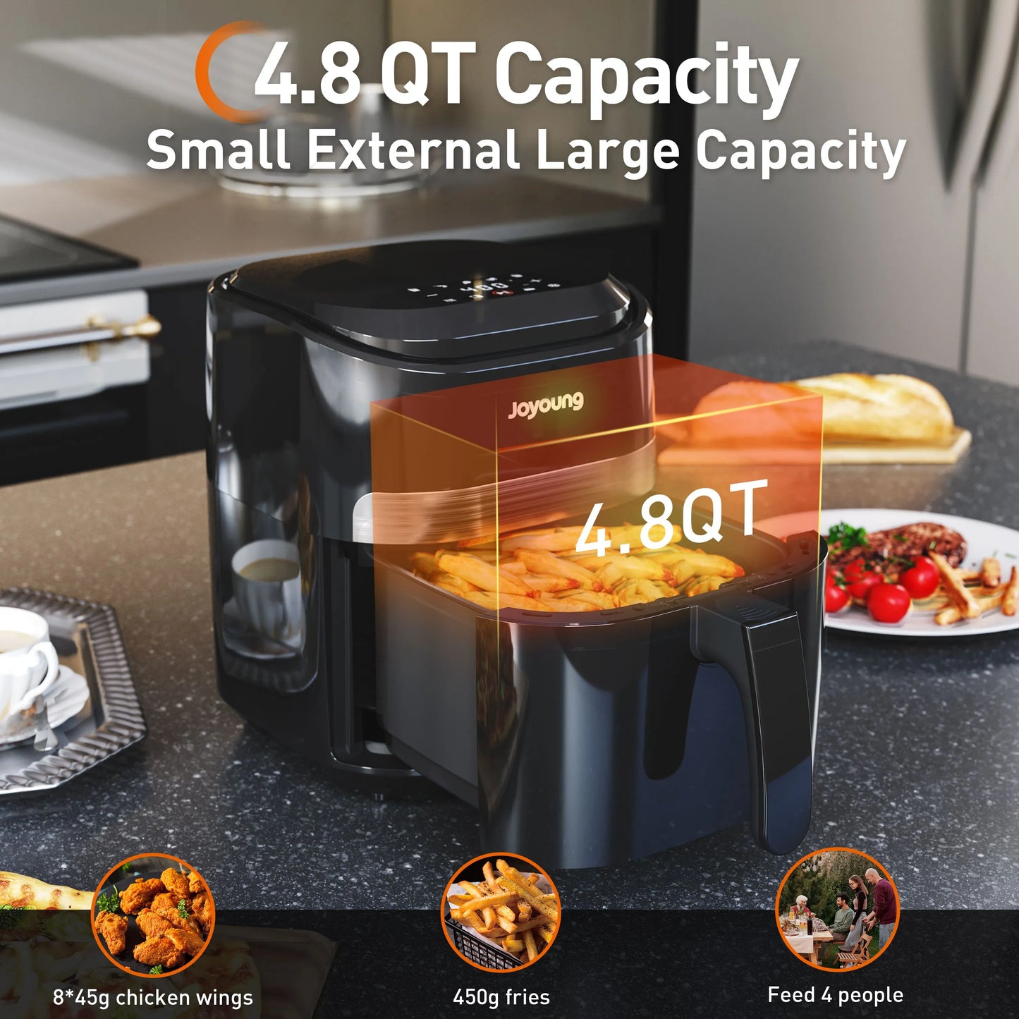 Air Fryer with Large 4.8QT Basket and Digital LED Touch Screen