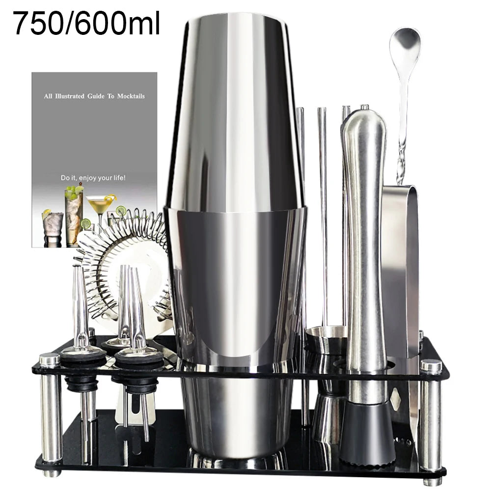 22Pcs Bar Tool Kit with 750ml/600ml Boston Cocktail Shaker