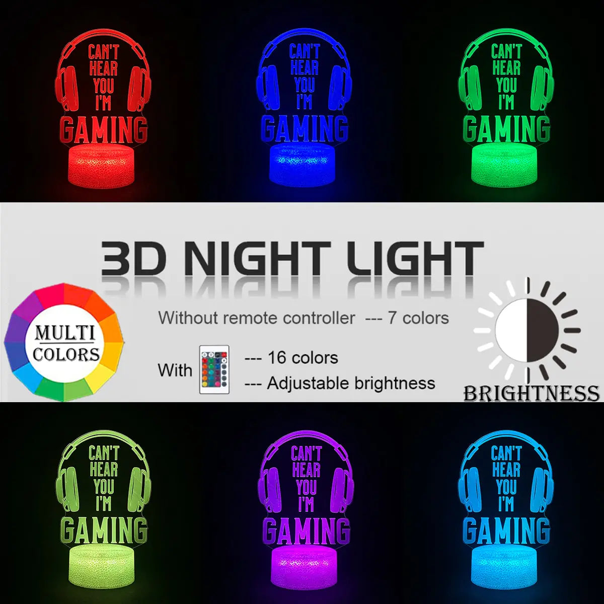 3D LED RGB Gaming Lamp