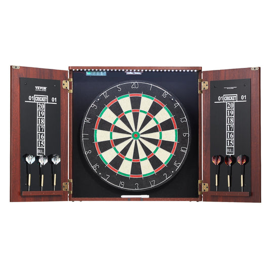 Dartboard and Cabinet with LED Lights and Scoreboard